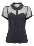 1940s Vintage Black Net Evening Blouse