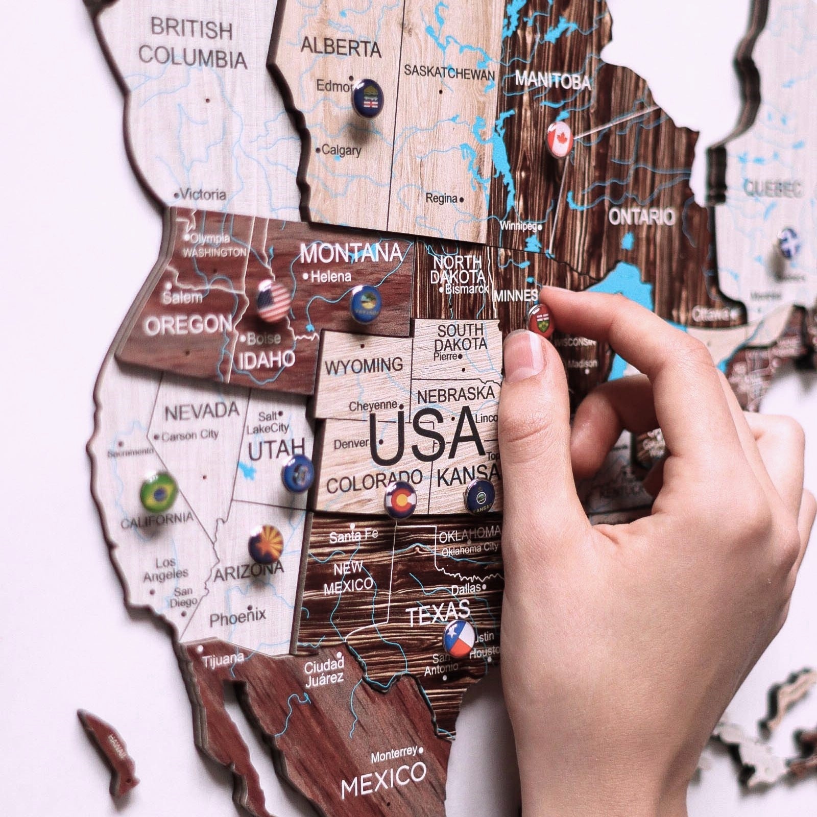 3D Wooden World Map Cappuccino (EU Fast Delivery)