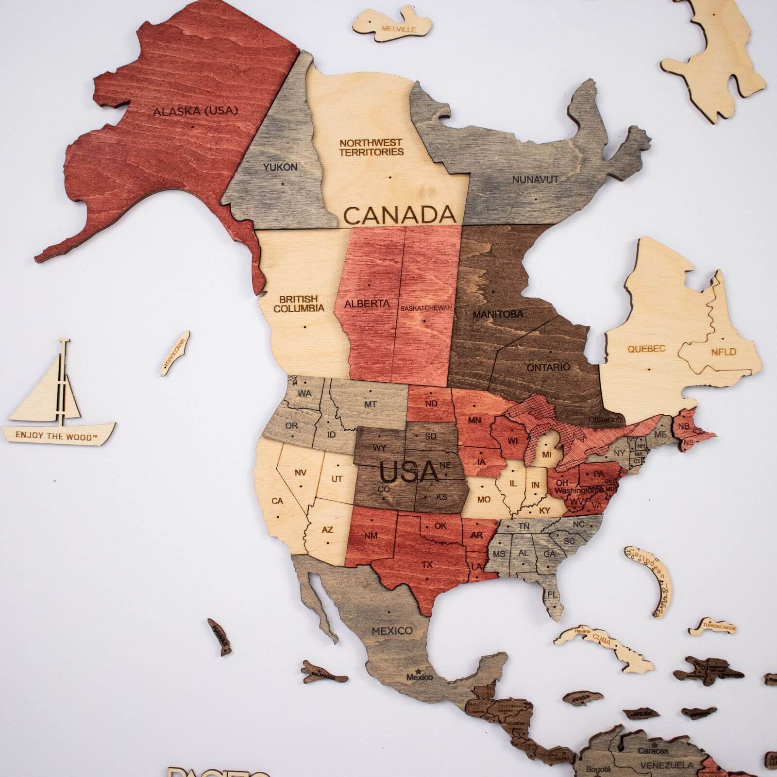 3D Wooden World Map Fusion (EU Fast Delivery)