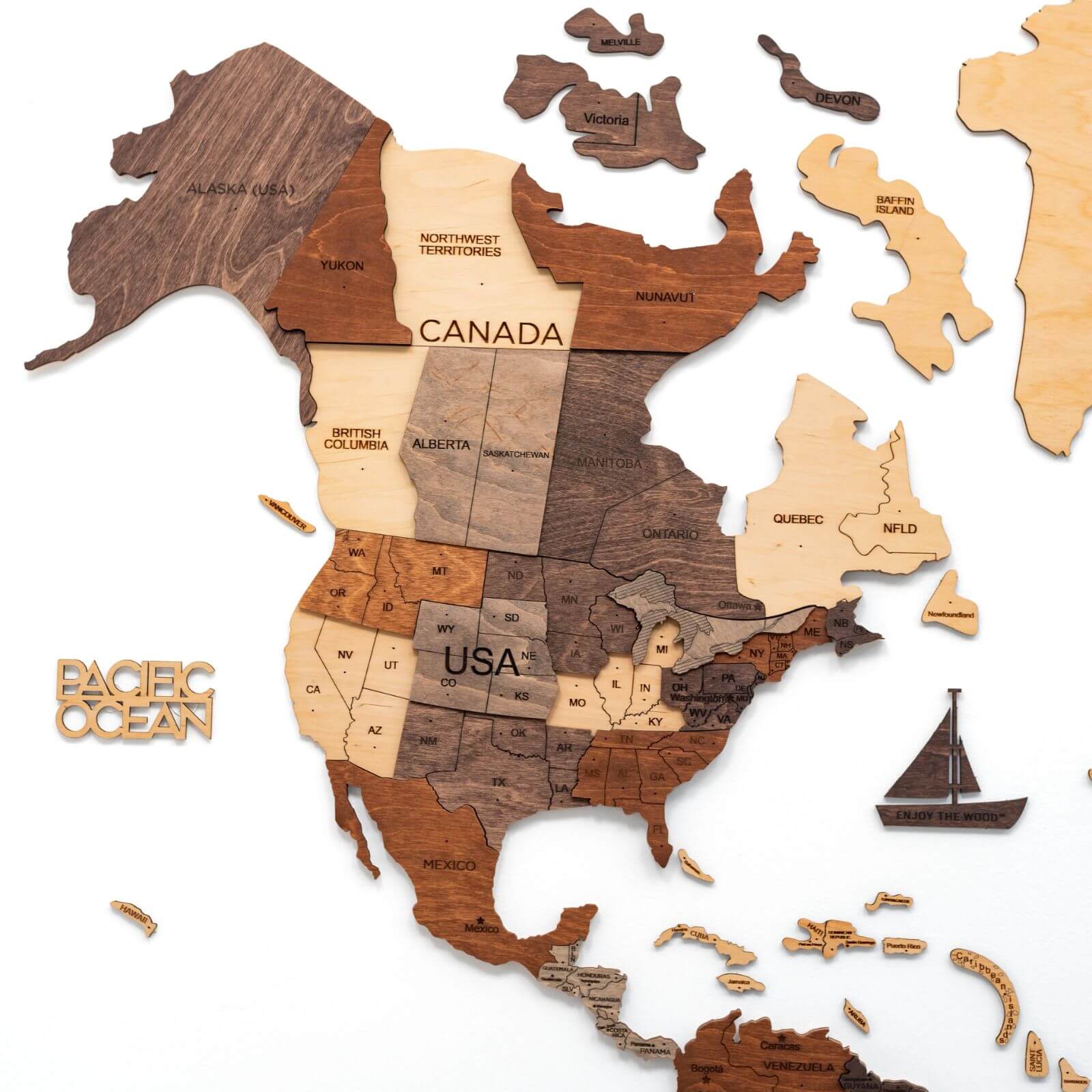 3D Wooden World Map Multicolor (EU Fast Delivery)