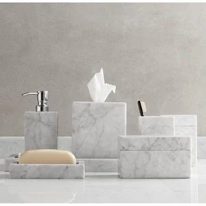 5-Piece Black and White Marble Bath Set