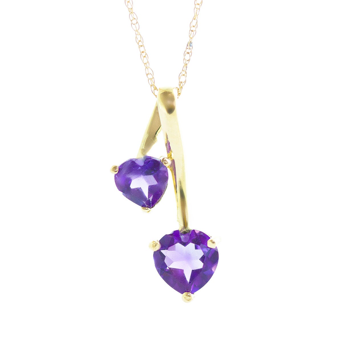 9ct Gold Amethyst Fern Double Drop Necklace