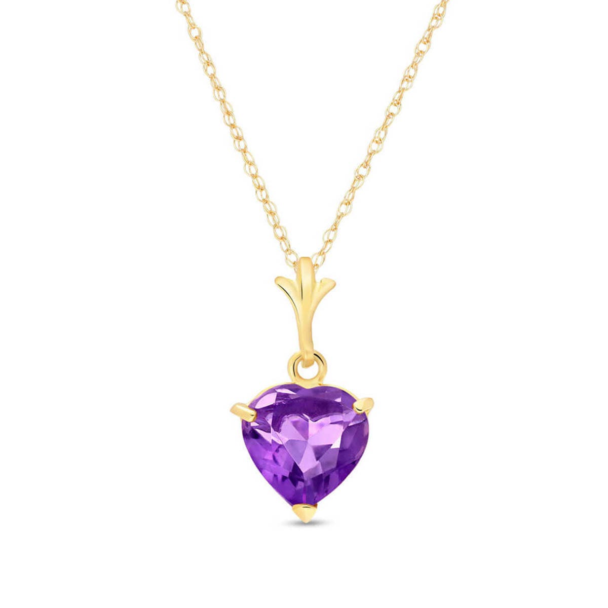 9ct Gold Amethyst Heart Pendant Necklace