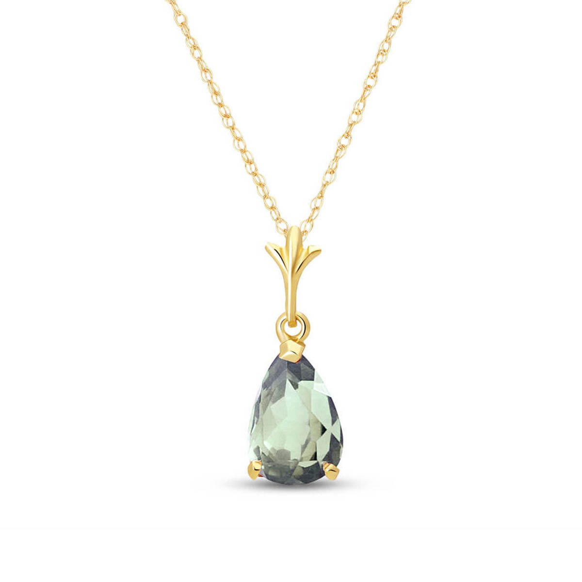 9ct Gold Green Amethyst Pendant Necklace