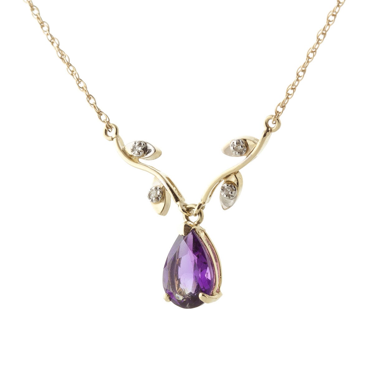 Amethyst & Diamond Vine Drop Pendant