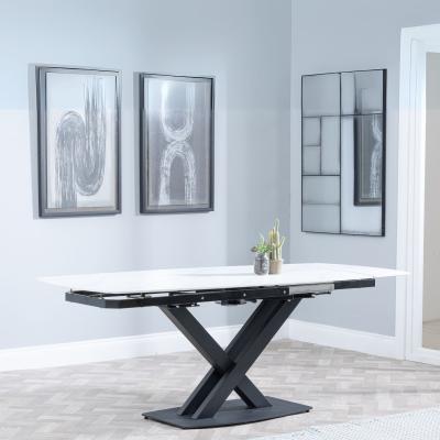 Arctic White Swivel Extending Dining Table