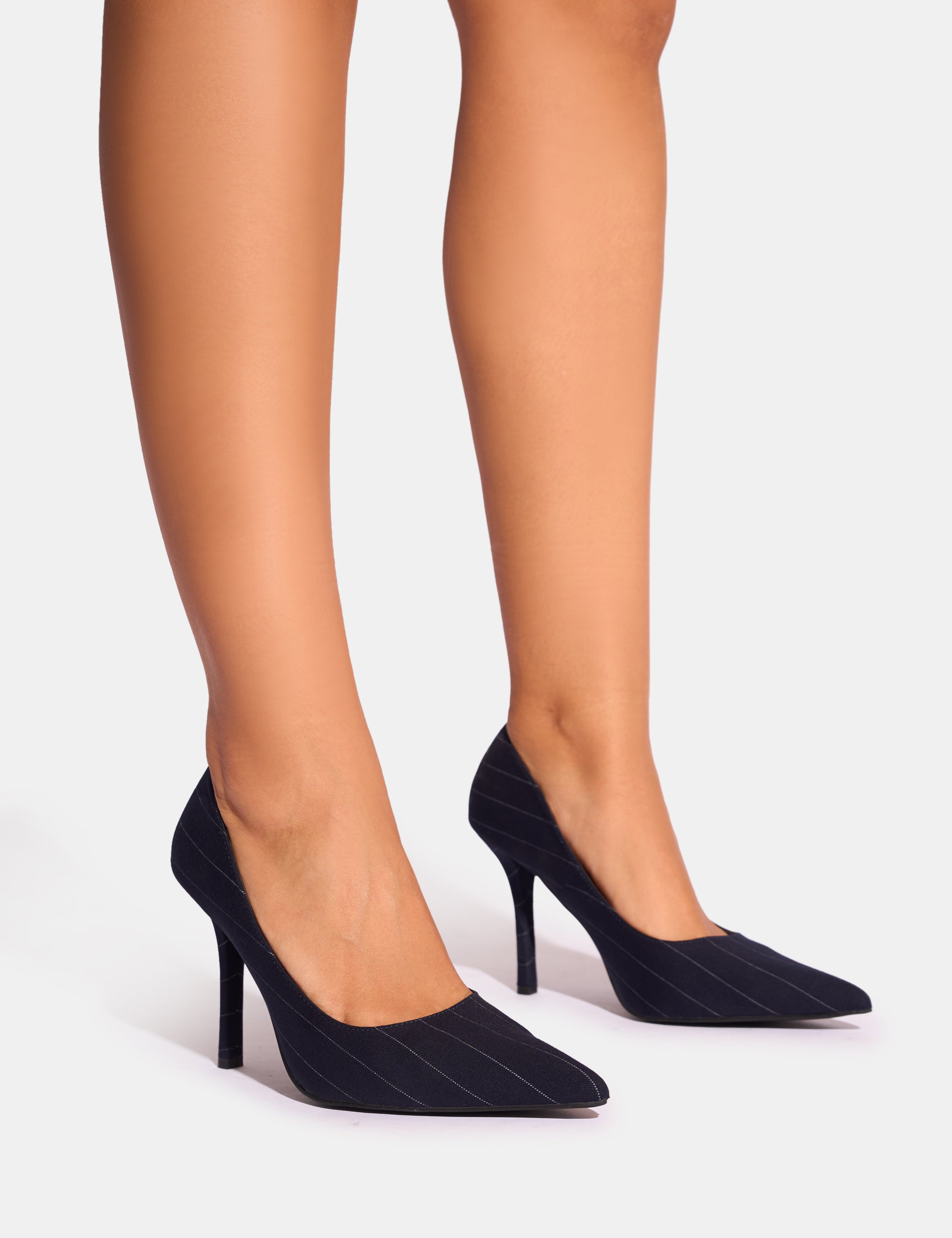 Evita Pinstripe Pointed Toe Pumps