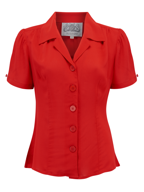 Grace" Lipstick Red 1940s Vintage Blouse