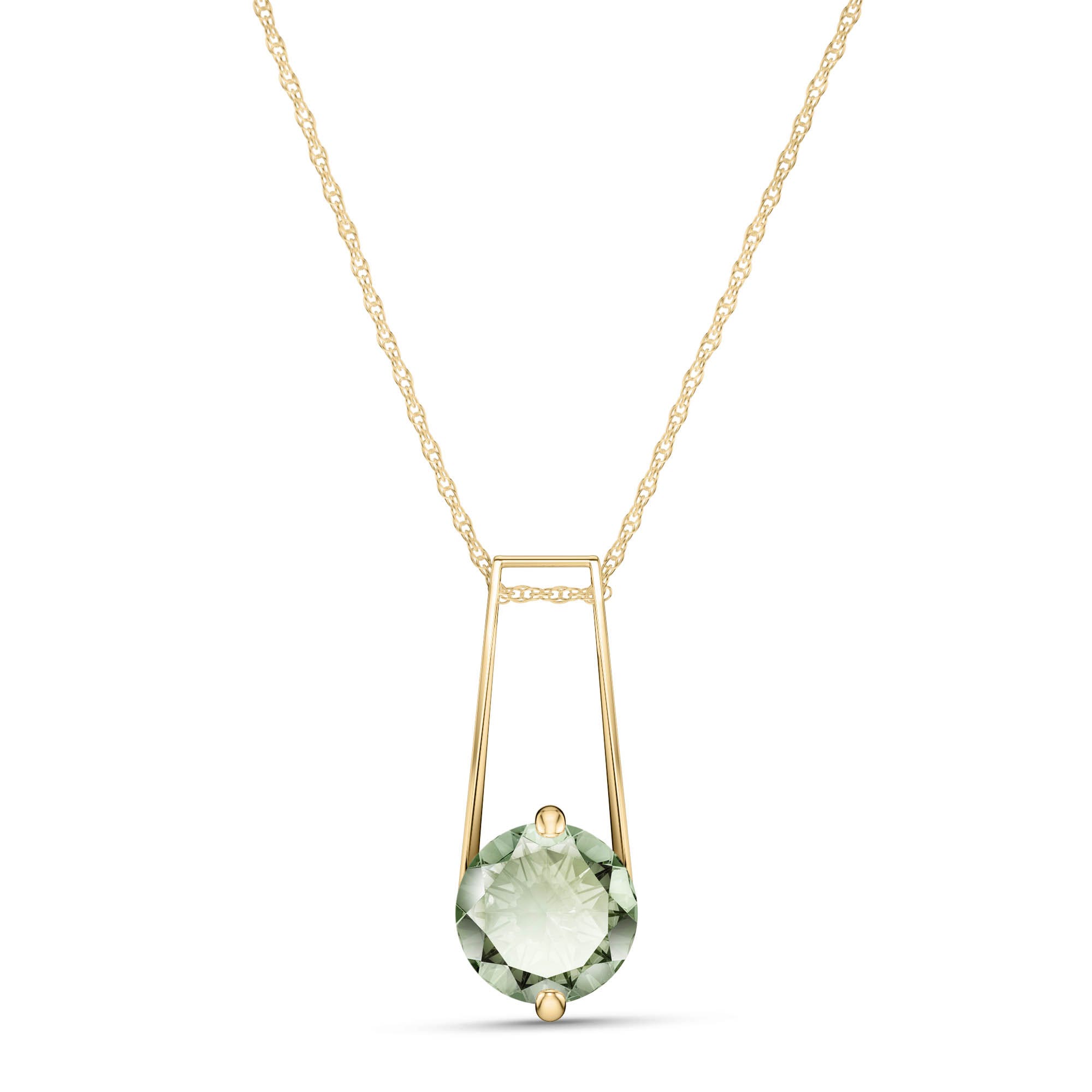 Green Amethyst Freya Gold Drop Pendant