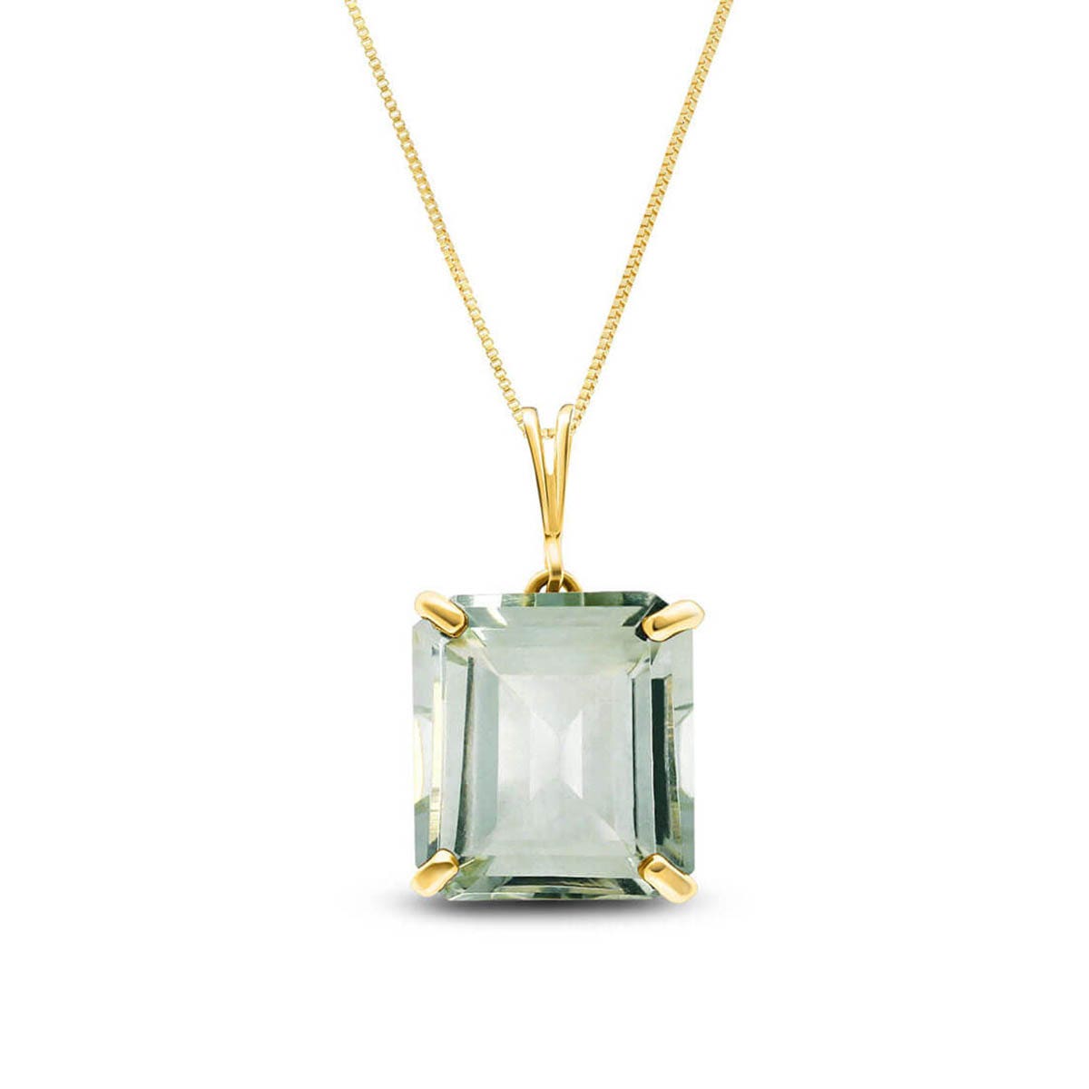 Green Amethyst Gold Pendant Necklace
