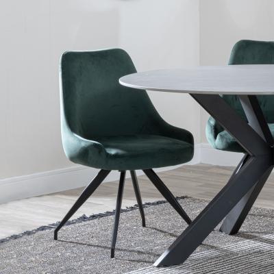 Green Velvet Swivel Dining Chair