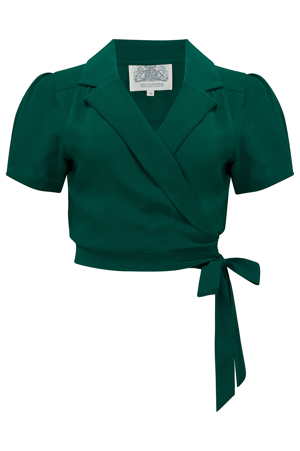 Greta Vintage Green Wrap Blouse