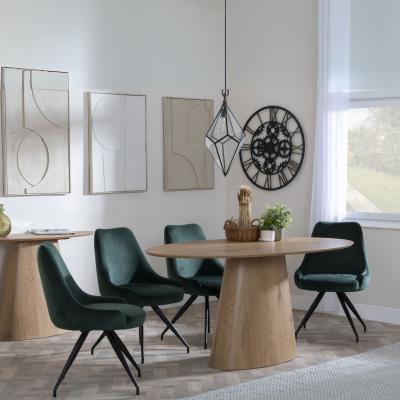 Palma Oak Oval Dining Set with Velvet Chairs