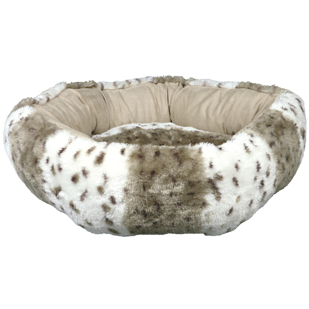 Trixie Leika Plush Dog Bed - White / Light Brown - Diameter 50cm