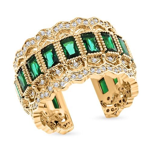 White Zirconia Neon Green Crystal Ring