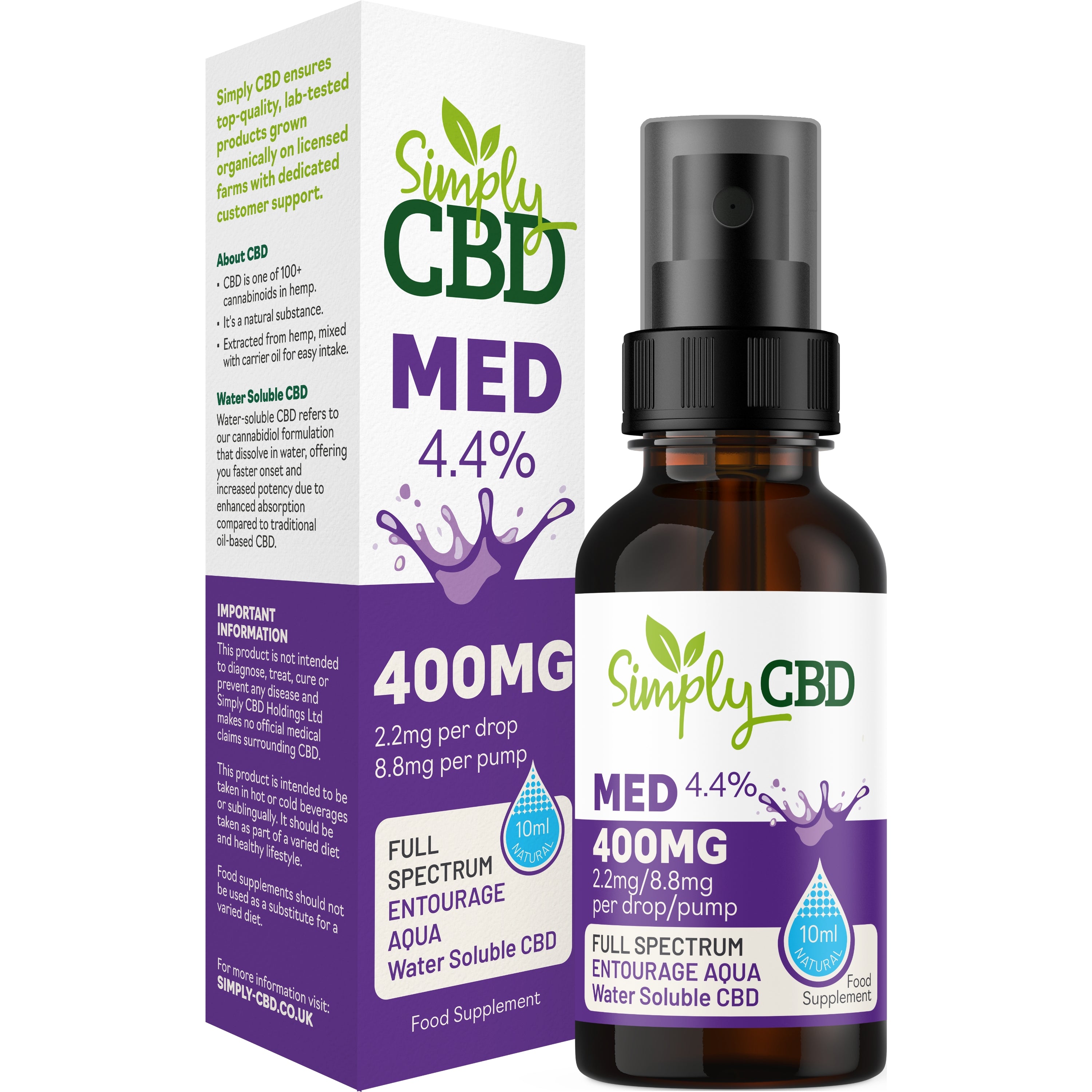 Entourage Aqua Water Soluble CBD - 4.4% Strength (from 10ml)