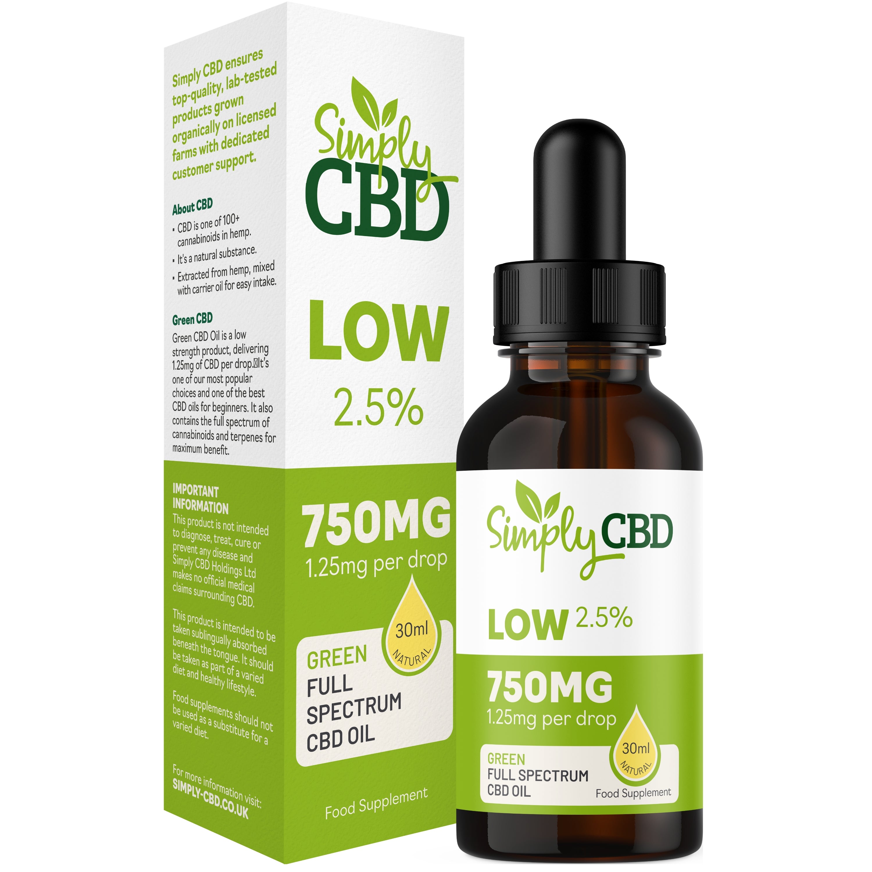Green CBD Oil - 2.5% Strength (from 10ml)