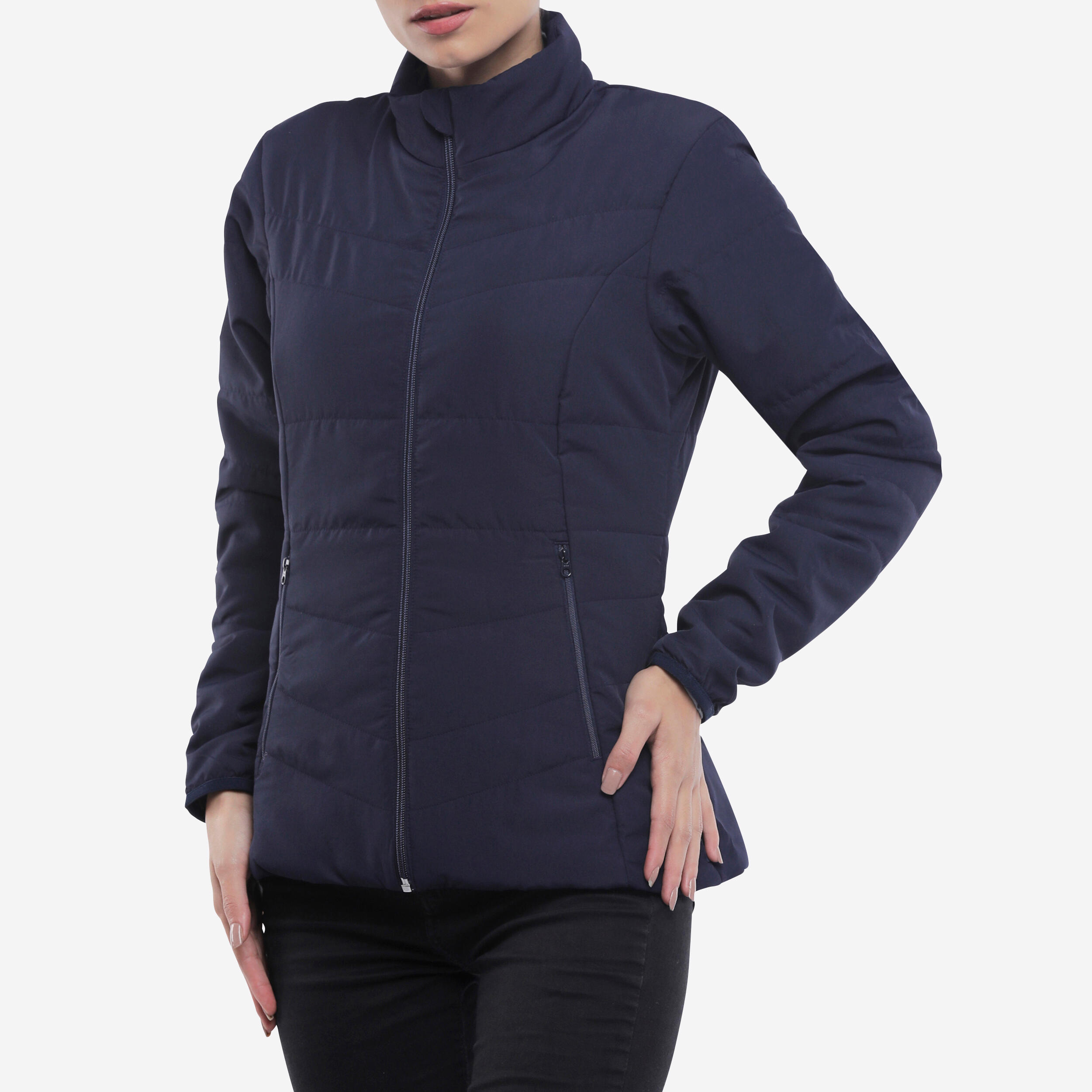Women's Navy Blue Synthetic Padded Trekking Jacket for Mountain Use - Rated to -50 °C